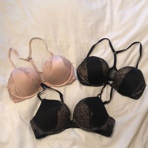 THREE Victoria’s Secret Bombshell Push-up Bra 34B